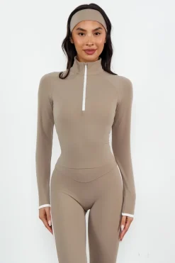 Cloud II™ Fitted Half Zip - Cashew Contrast