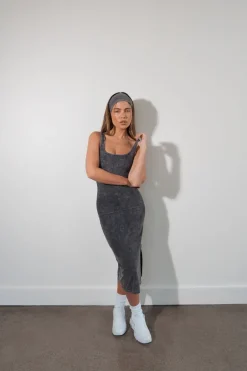 Cloud II™ Rib Basic Midi Dress - Iron Washed