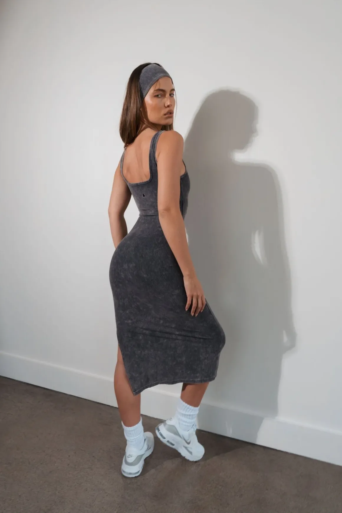 Cloud II™ Rib Basic Midi Dress - Iron Washed