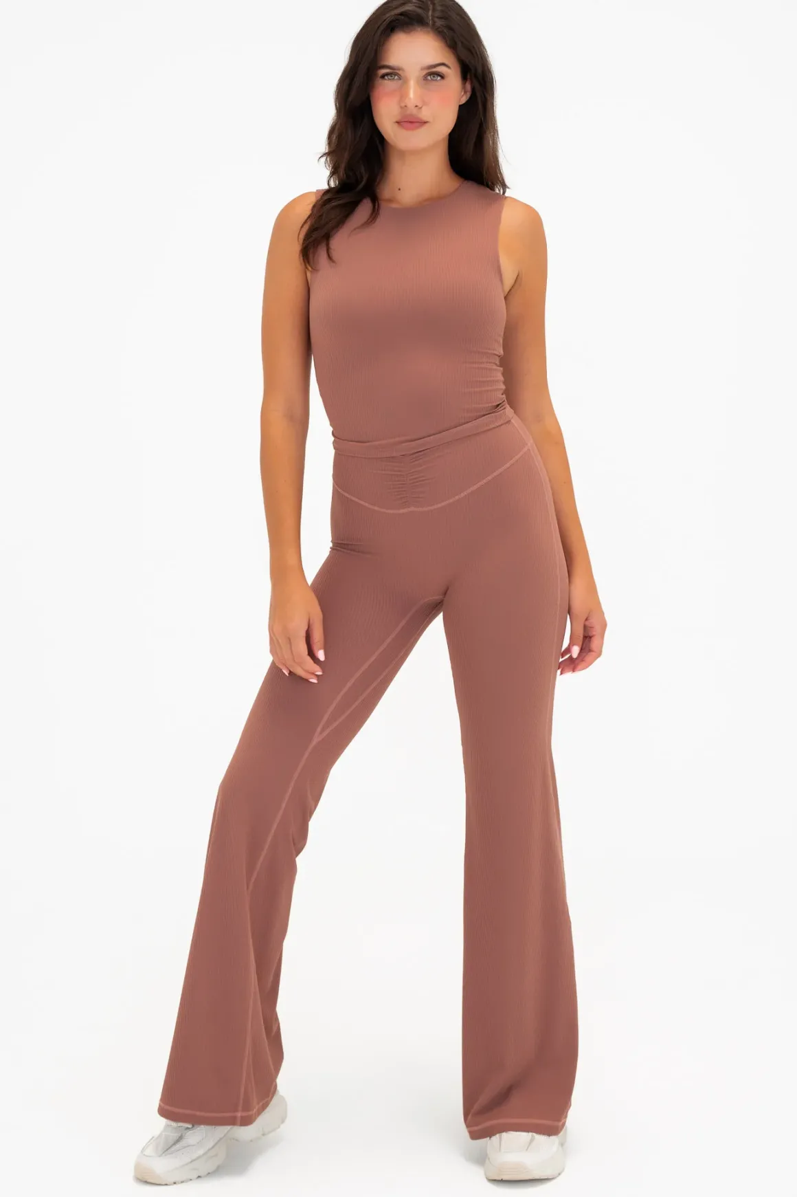Cloud II™ Rib Cinch Wide Leg Trouser - Sepia