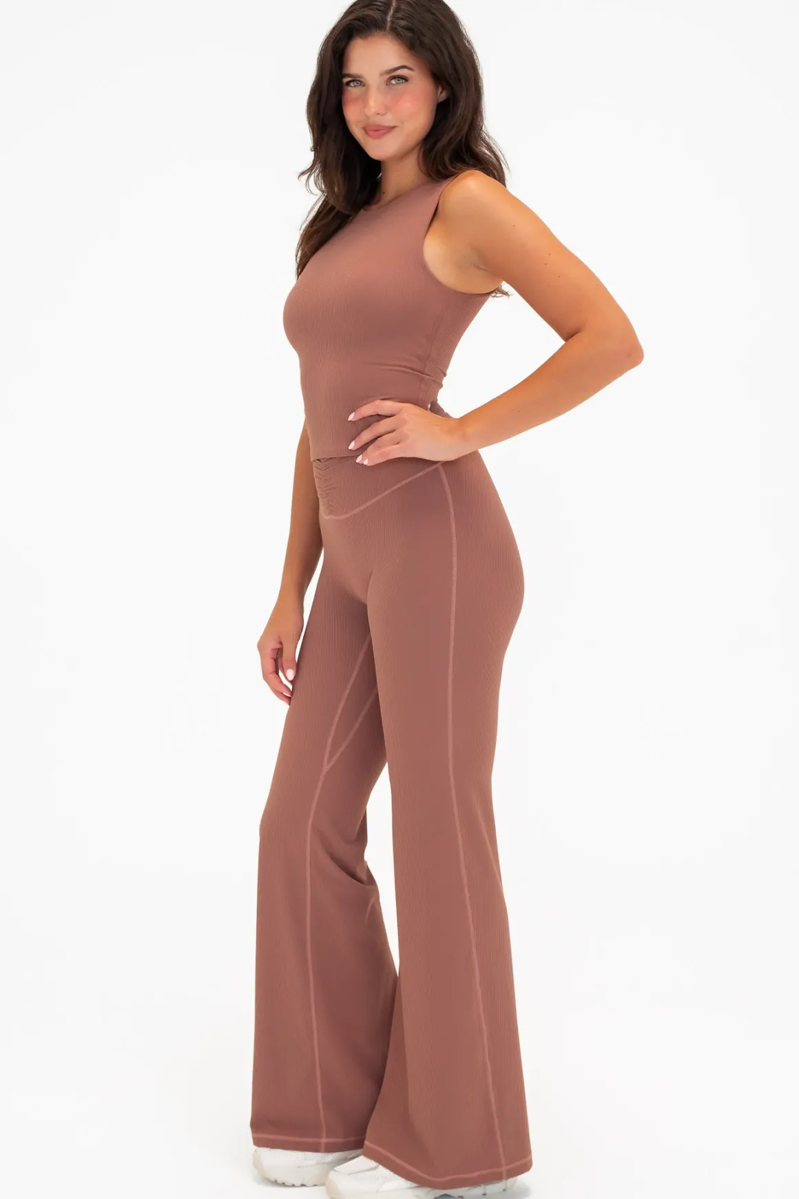Cloud II™ Rib Cinch Wide Leg Trouser - Sepia