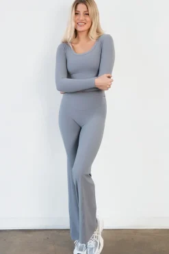 Cloud II™ Rib Wide Leg Trouser - Pebble