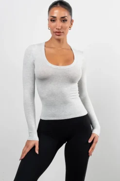 Vitality Basis® Scoop Long Sleeve - Stone Heather