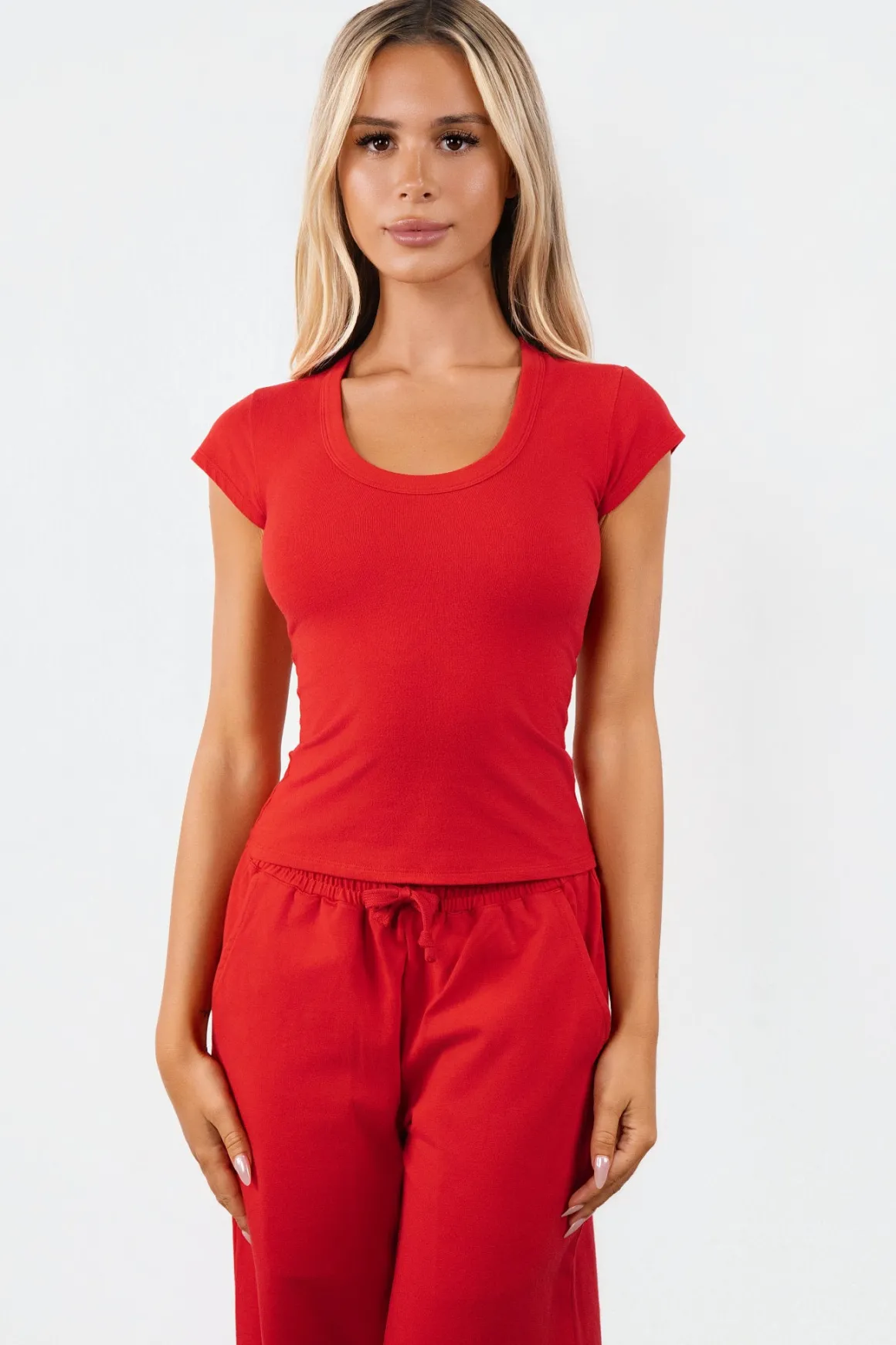 Vitality Basis® Scoop Tee - Poppy