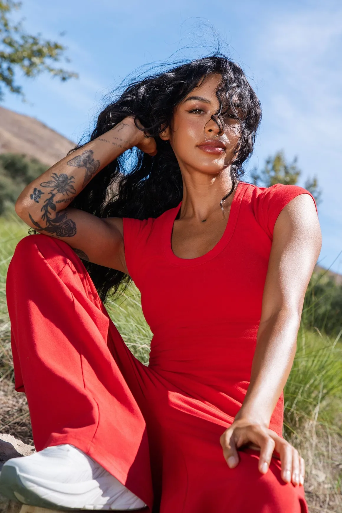 Vitality Basis® Scoop Tee - Poppy