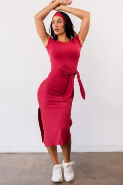 Vitality Daydream® Tie Midi Dress - Crimson Marl