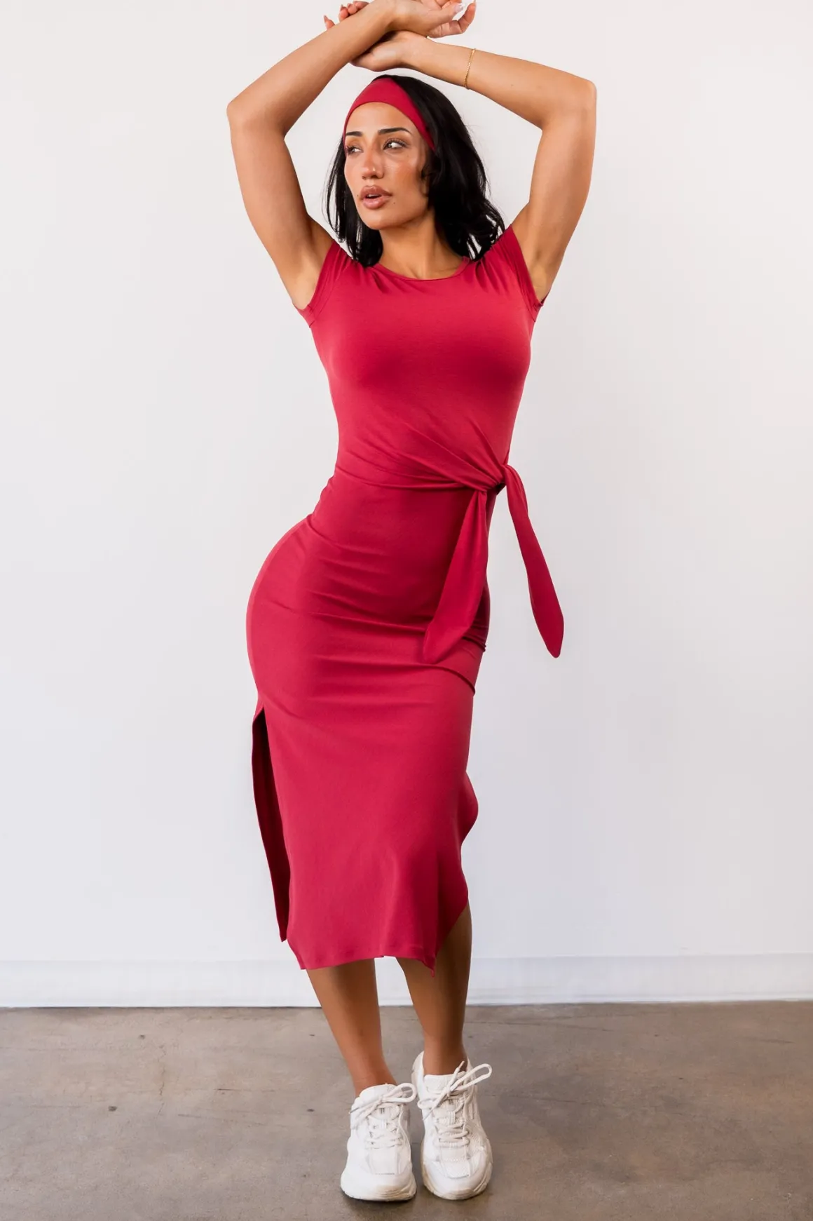 Vitality Daydream® Tie Midi Dress - Crimson Marl