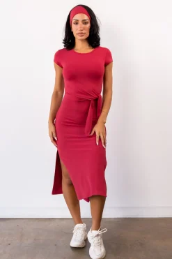 Vitality Daydream® Tie Midi Dress - Crimson Marl