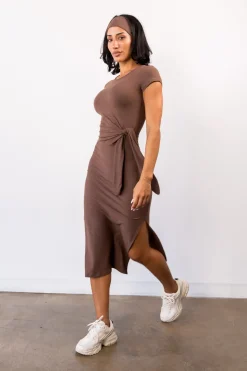 Vitality Daydream® Tie Midi Dress - Cocoa Marl