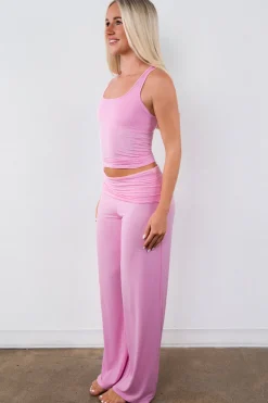 Vitality Float® Rib Foldover Pant - Pink Frosting