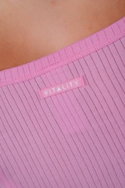 Vitality Float® Rib Henley Tee - Pink Frosting