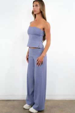 Vitality Microstripe Foldover Pant - Bluebird Microstripe