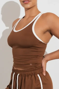 Vitality Motive® Racer Tank - Toffee Contrast