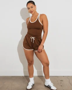 Vitality Motive® Racer Tank - Toffee Contrast