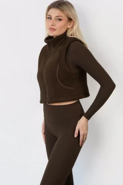 Vitality Polar Fleece Cropped Vest - Toasted Walnut