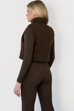 Vitality Polar Fleece Cropped Vest - Toasted Walnut