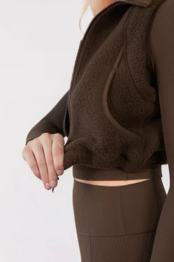 Vitality Polar Fleece Cropped Vest - Toasted Walnut