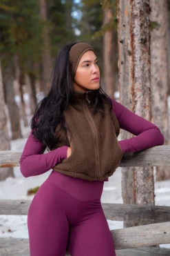 Vitality Polar Fleece Cropped Vest - Toasted Walnut