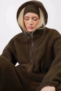 Vitality Polar Fleece Full Zip Hoodie - Toasted Walnut