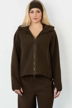 Vitality Polar Fleece Full Zip Hoodie - Toasted Walnut