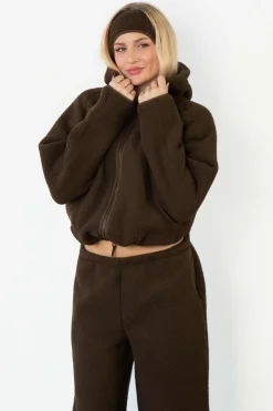 Vitality Polar Fleece Full Zip Hoodie - Toasted Walnut